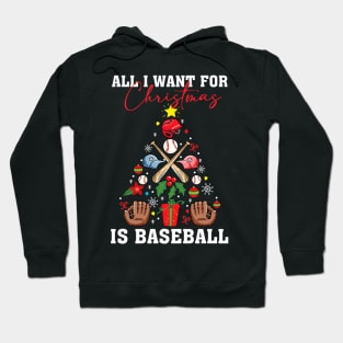 All I Want For Christmas Is Baseball Funny Xmas Gift Boys Kids Hoodie